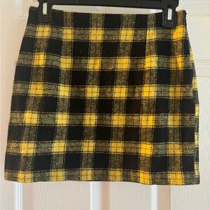 Plaid Yellow and Black Skirt